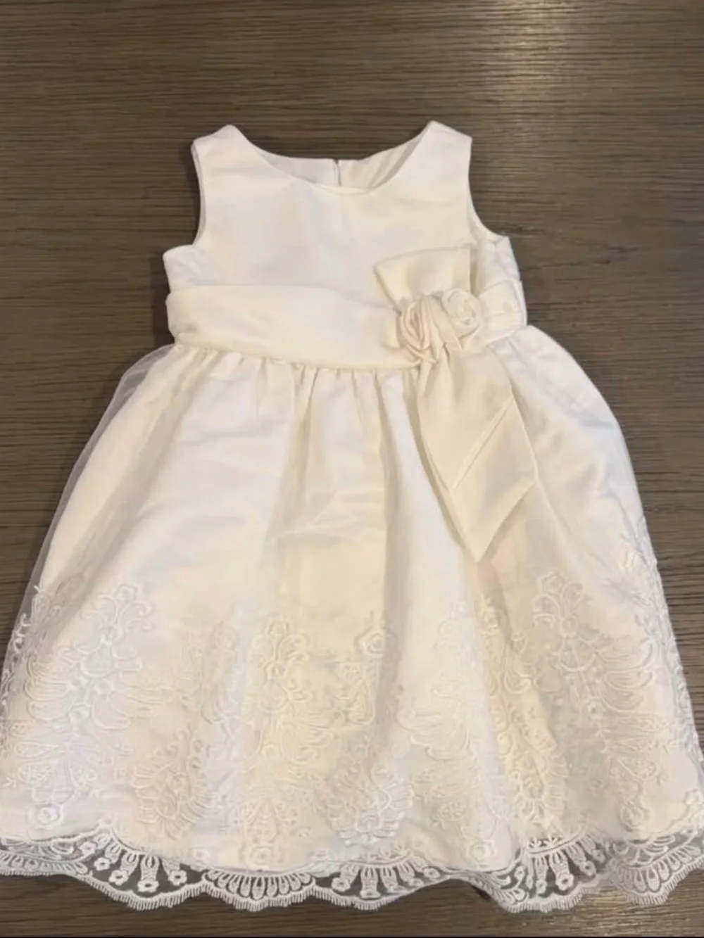 Jayne Copeland Ivory Lace Flower Sash Formal Dress for Girls